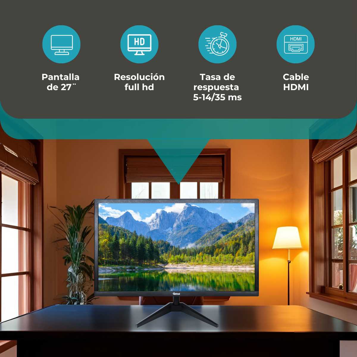 MONITOR 27  LED GLOBAL VGA/HDMI 60HZ 5MS