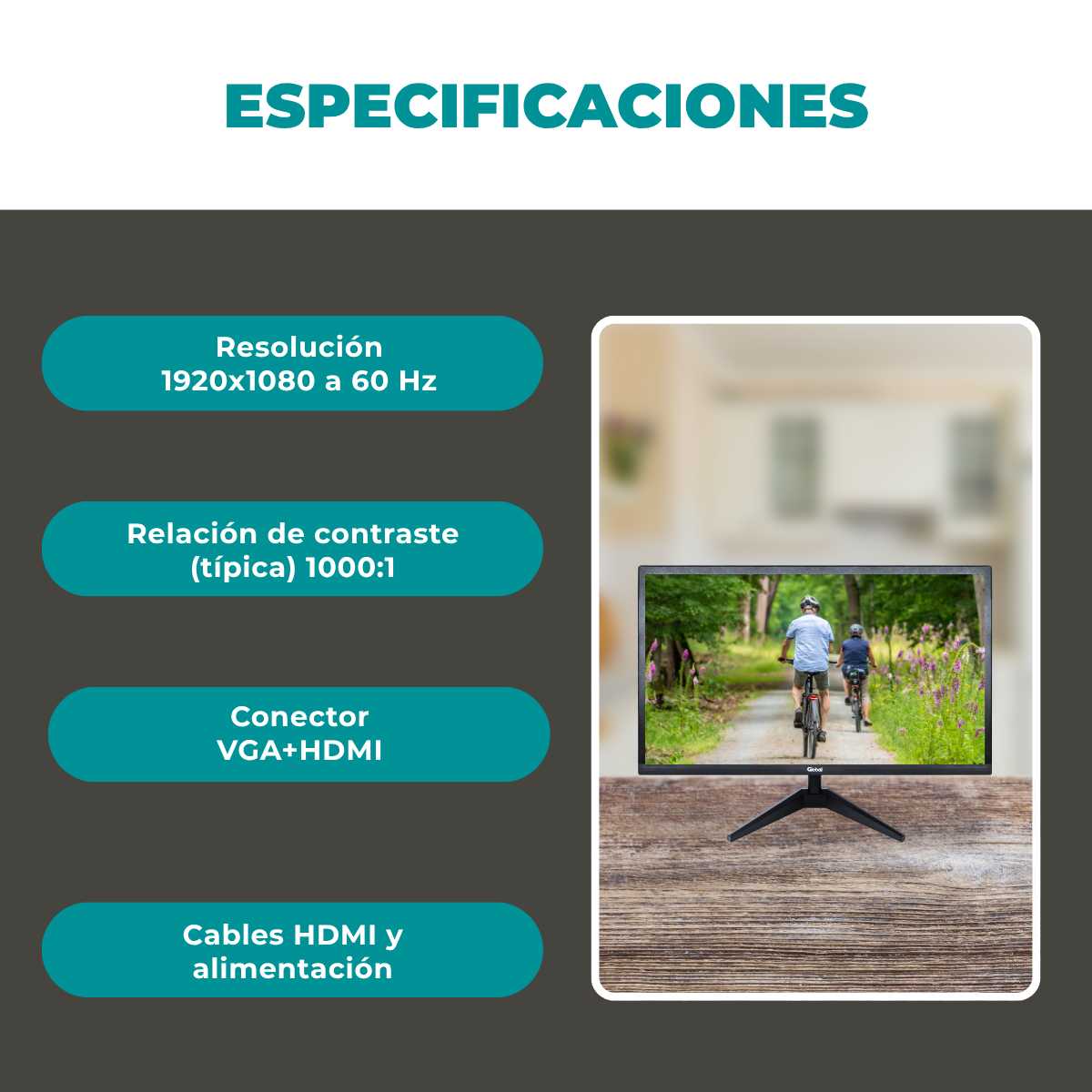 MONITOR 27  LED GLOBAL VGA/HDMI 60HZ 5MS