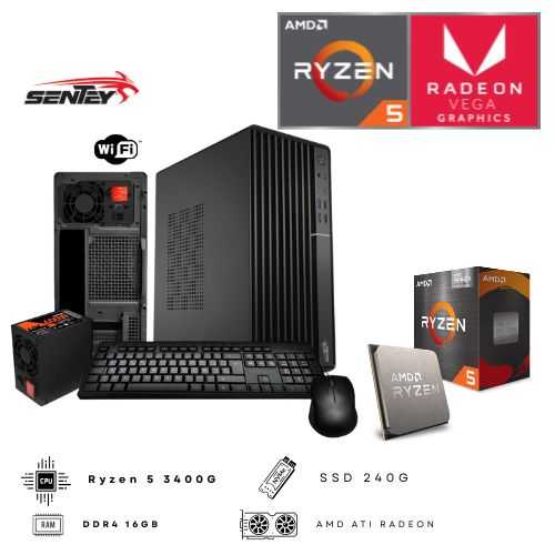 PC AMD RYZEN 5 3400G WIFI 300 TM40 (16GB DDR4 - SSD 240GB - GRAFICOS ATI)