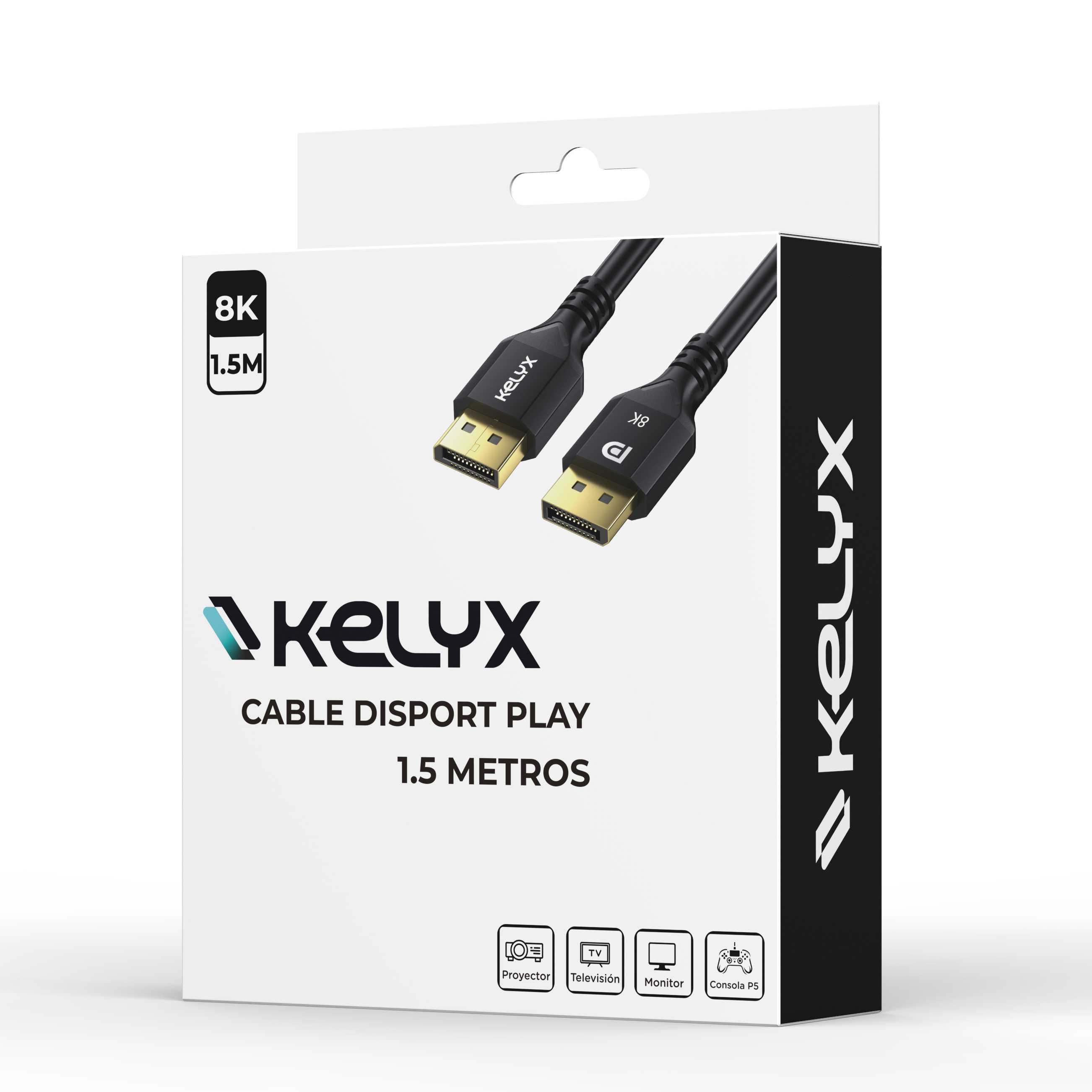 CABLE DISPLAYPORT KELYX 1.4 4K A 120HZ / 8K 60HZ 48GBPS 1.5 MT