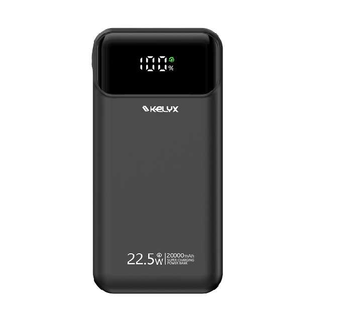 POWER BANK KELYX 20000MHA TYPE-C-USB-LIGHTNING FAST CHARGE 22.5W