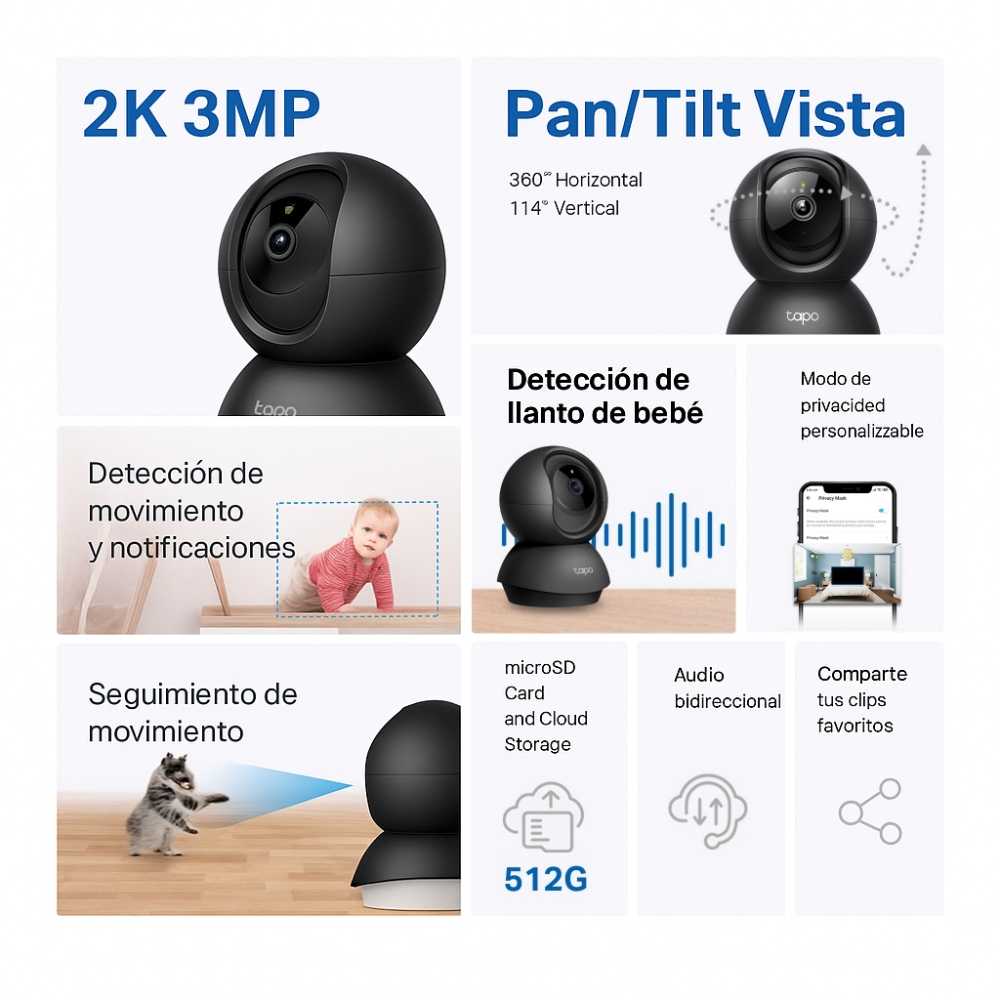CAMARA IP WIFI TP-LINK TAPO C211 2K 3MP MOVIL 360-114