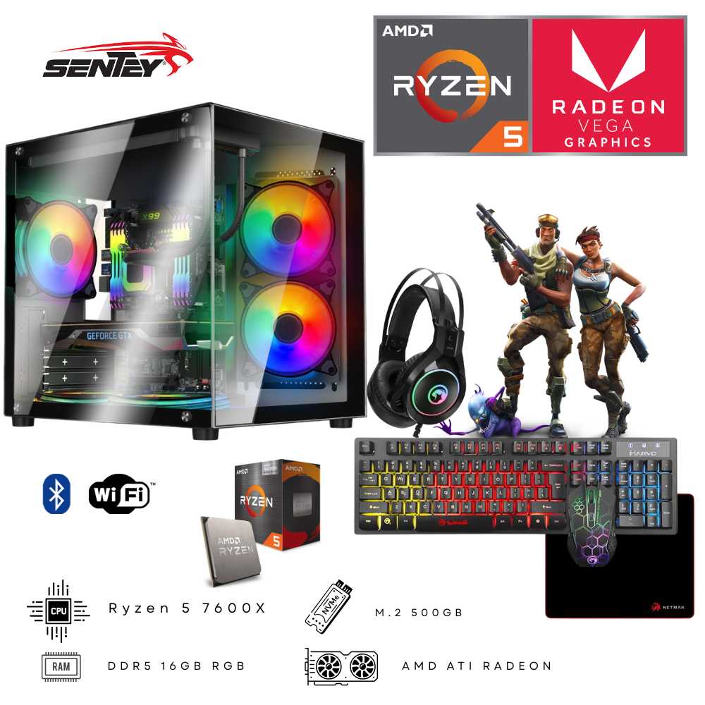 PC GAMER AMD RYZEN 5 7600X WIFI (16GB DDR5- M.2 500GB GEN4 - GRAF.RADEON)