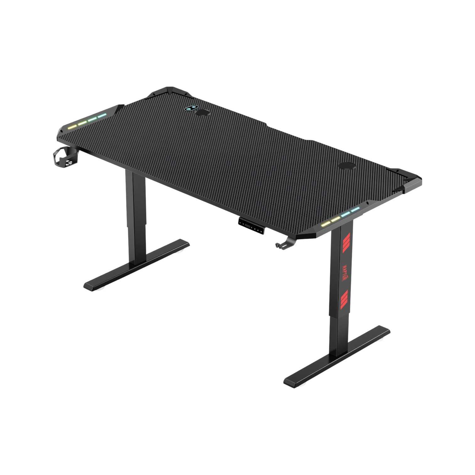 ESCRITORIO GAMER RAPTOR GLOW STATION RGB C/ELEVACION C/PORTAVASOS + PORTA AURI