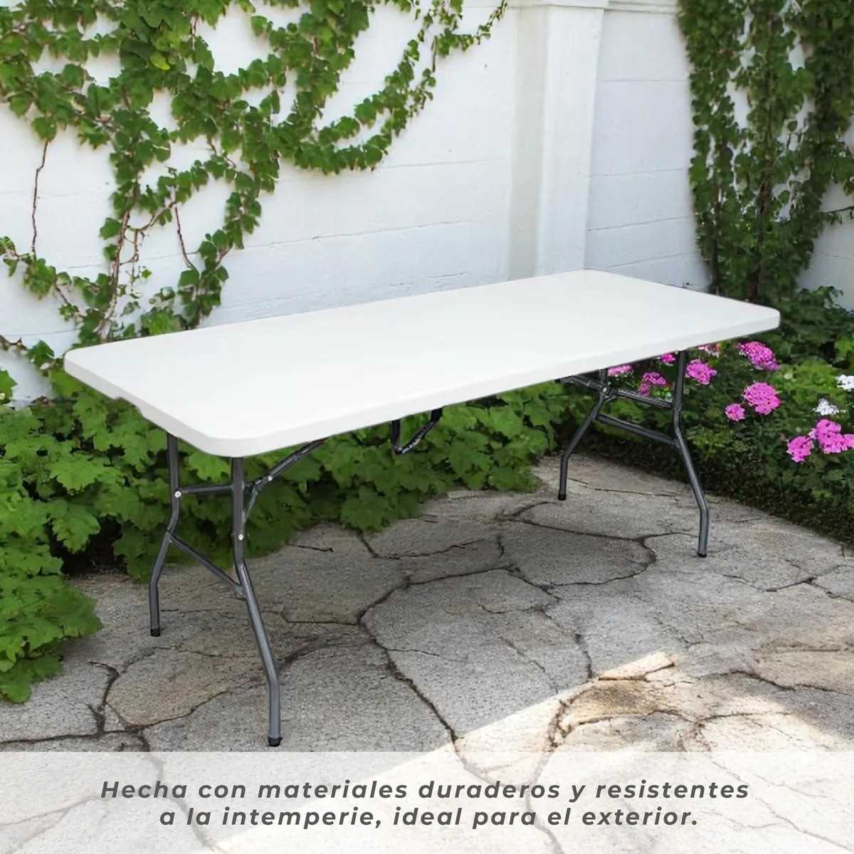 MESA JARDIN PLEGABLE CL-180D BLANCA