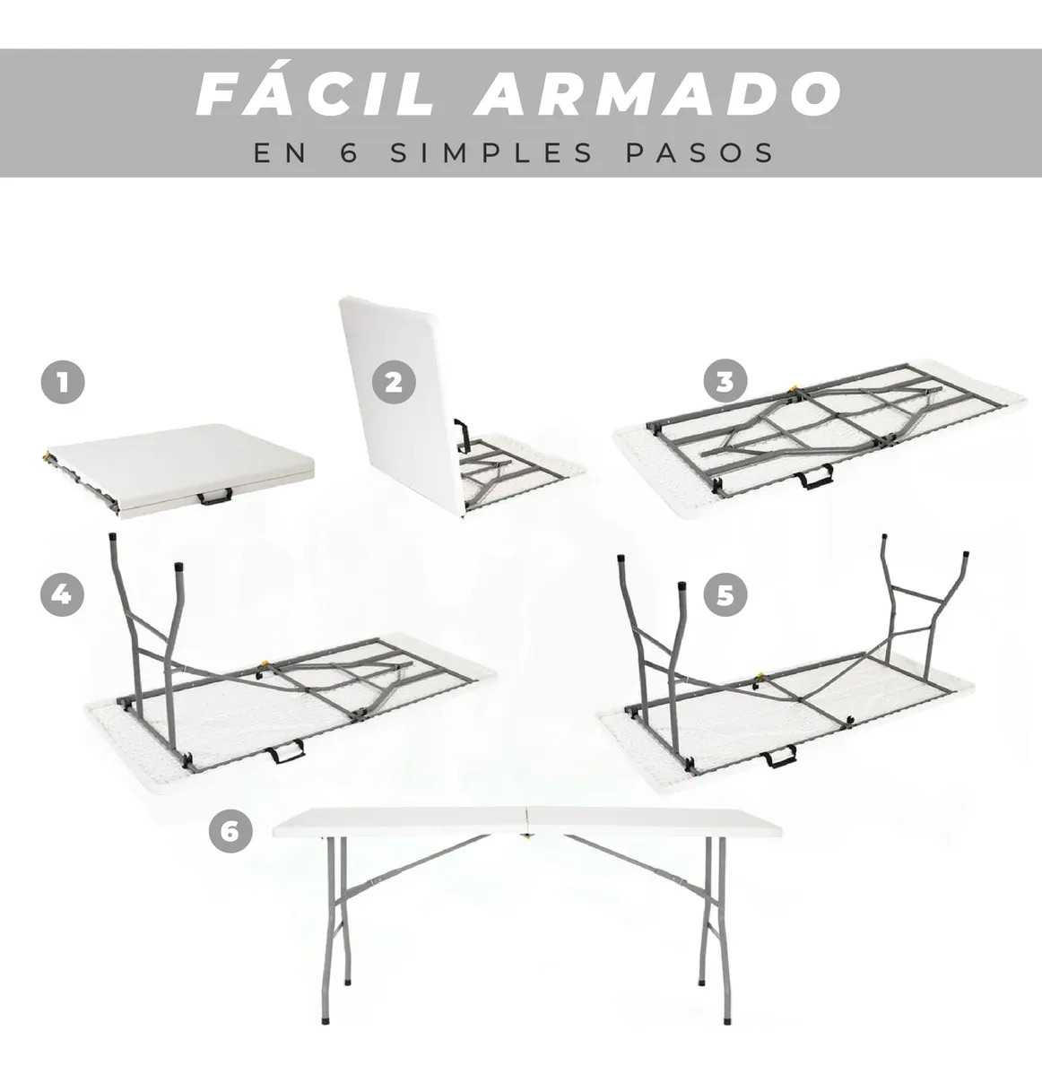 MESA JARDIN PLEGABLE CL-180D BLANCA