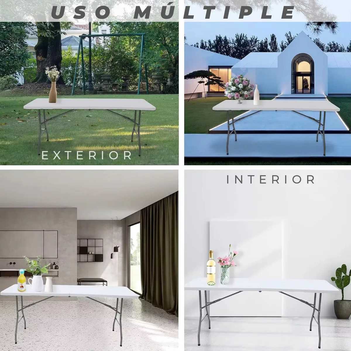 MESA JARDIN PLEGABLE CL-180D BLANCA