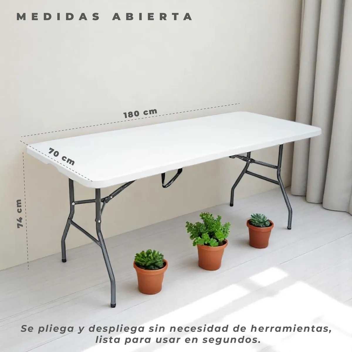 MESA JARDIN PLEGABLE CL-180D BLANCA