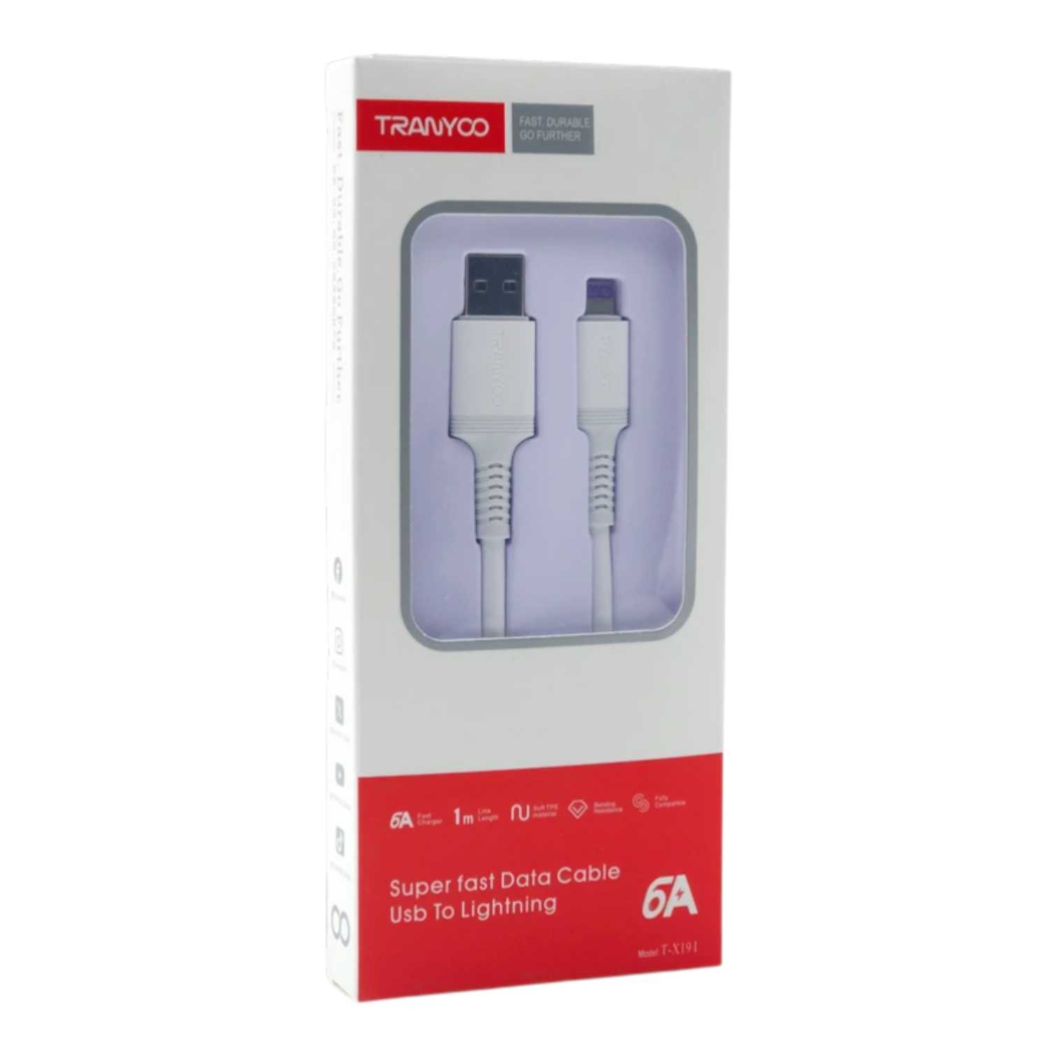 CABLE USB A IPHONE TRANYOO 1M 6A T-X19IP