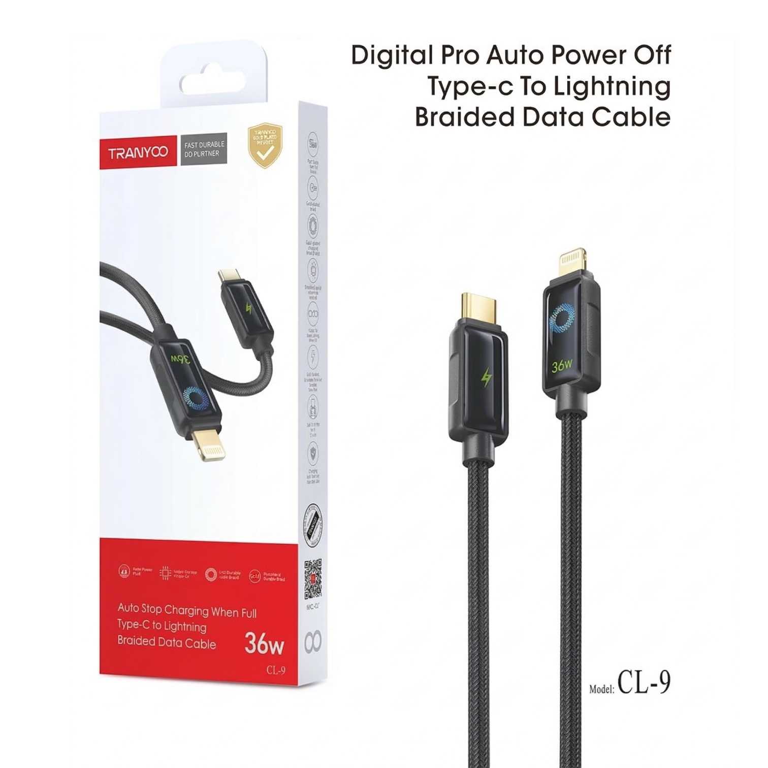 CABLE USB A IPHONE TRANYOO 1M 36W CL-9