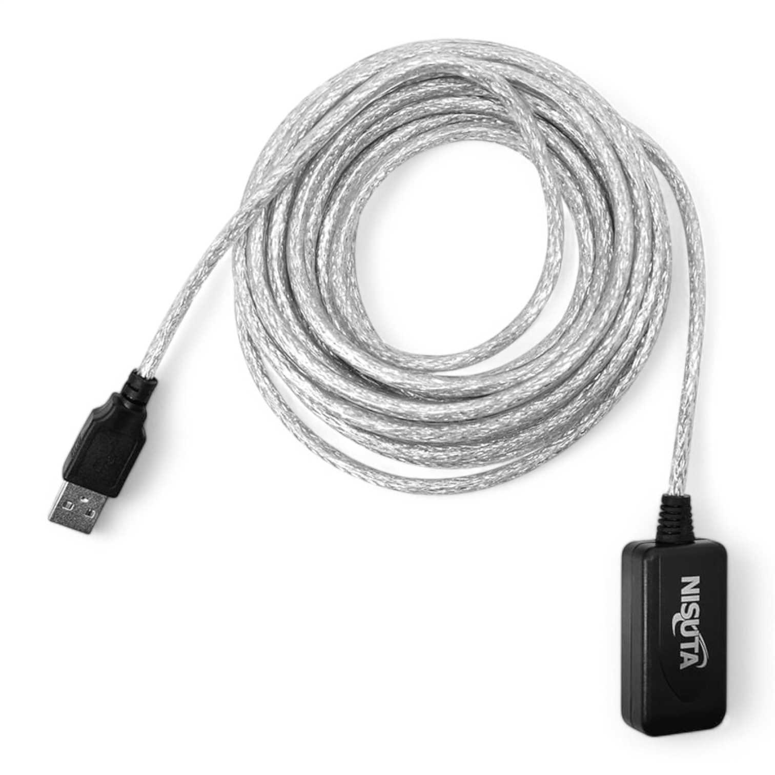 CABLE USB AM/AH EXTENSION 2.0 10M NISUTA C/FILTRO AMPLIFICADO NSCAEXUS10