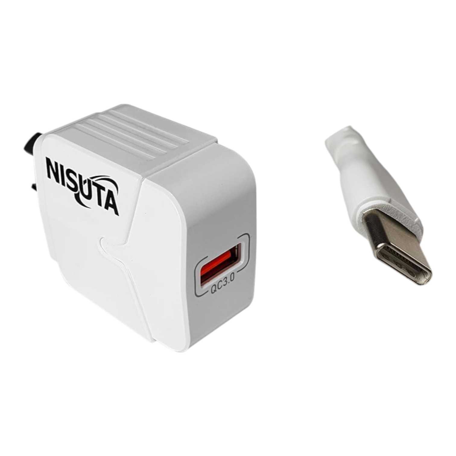 CARGADOR 220V TIPO C NISUTA 18W QC3.0 C/CABLE NSFU53UQC