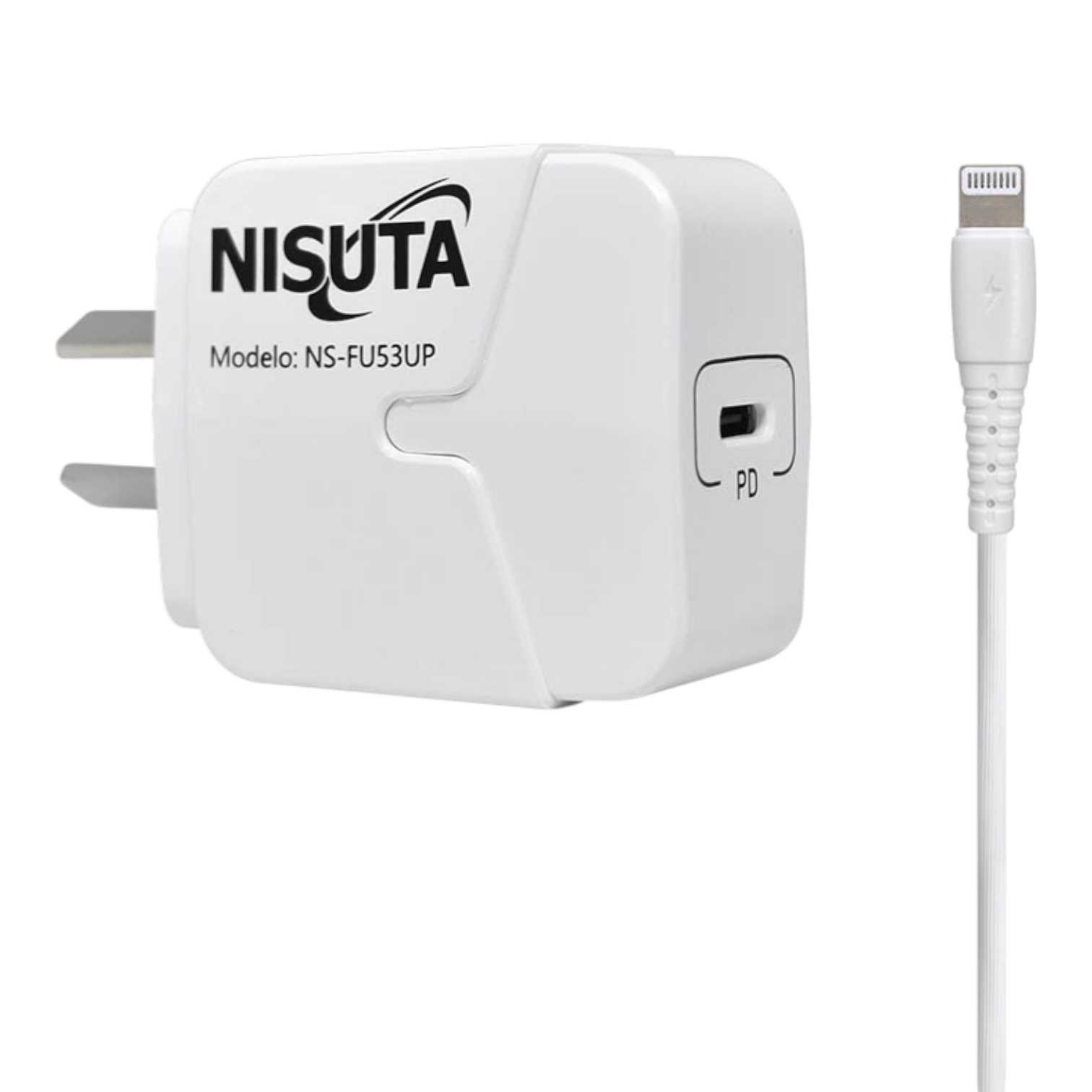 CARGADOR 220V IPHONE NISUTA 18W QC3.0 C/CABLE NSFU53UPI