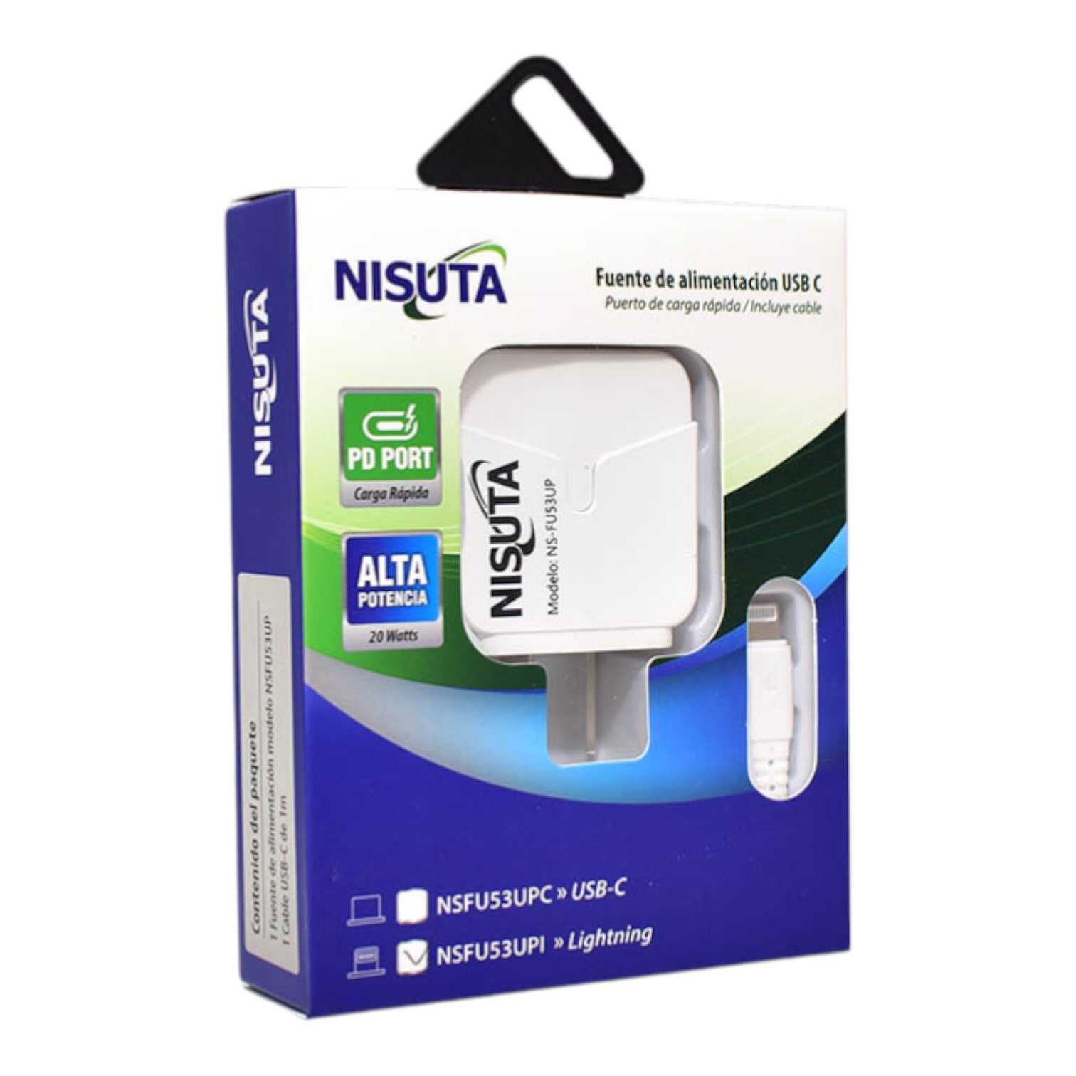 CARGADOR 220V IPHONE NISUTA 18W QC3.0 C/CABLE NSFU53UPI