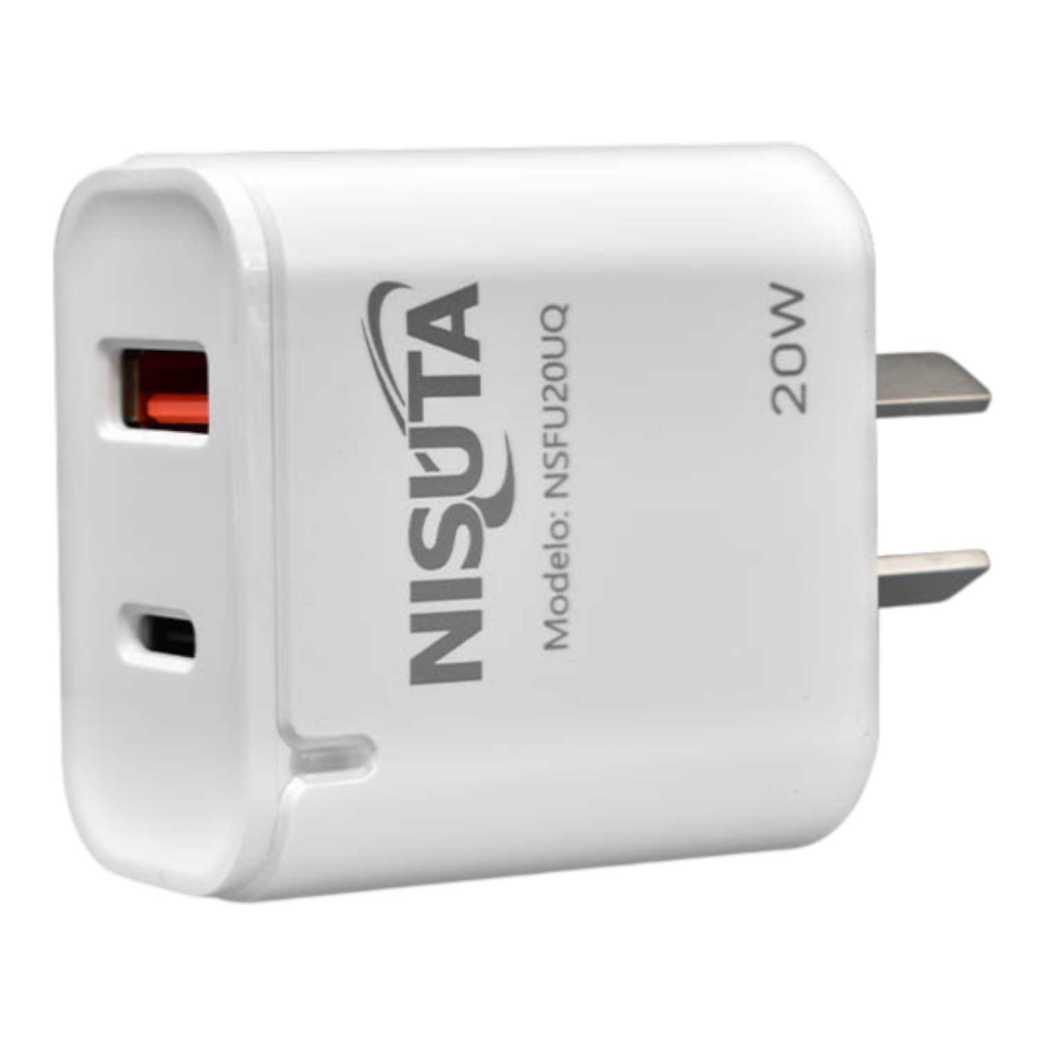 CARGADOR 220V TIPO C NISUTA NSFU20UQ 20W (PD) + USB-A