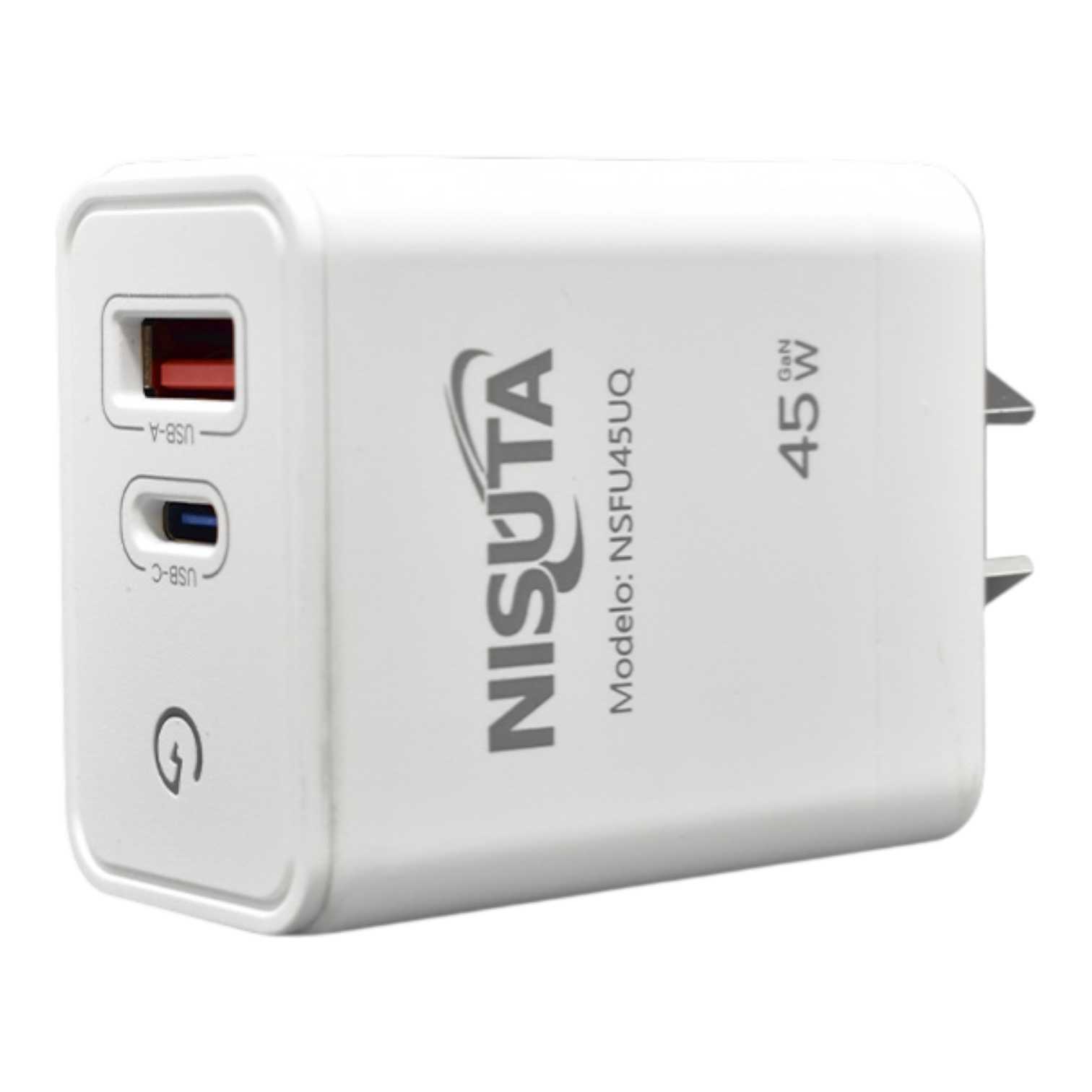 CARGADOR 220V TIPO C NISUTA NSFU45UQC 45W (PD+USB-A) C/CABLE