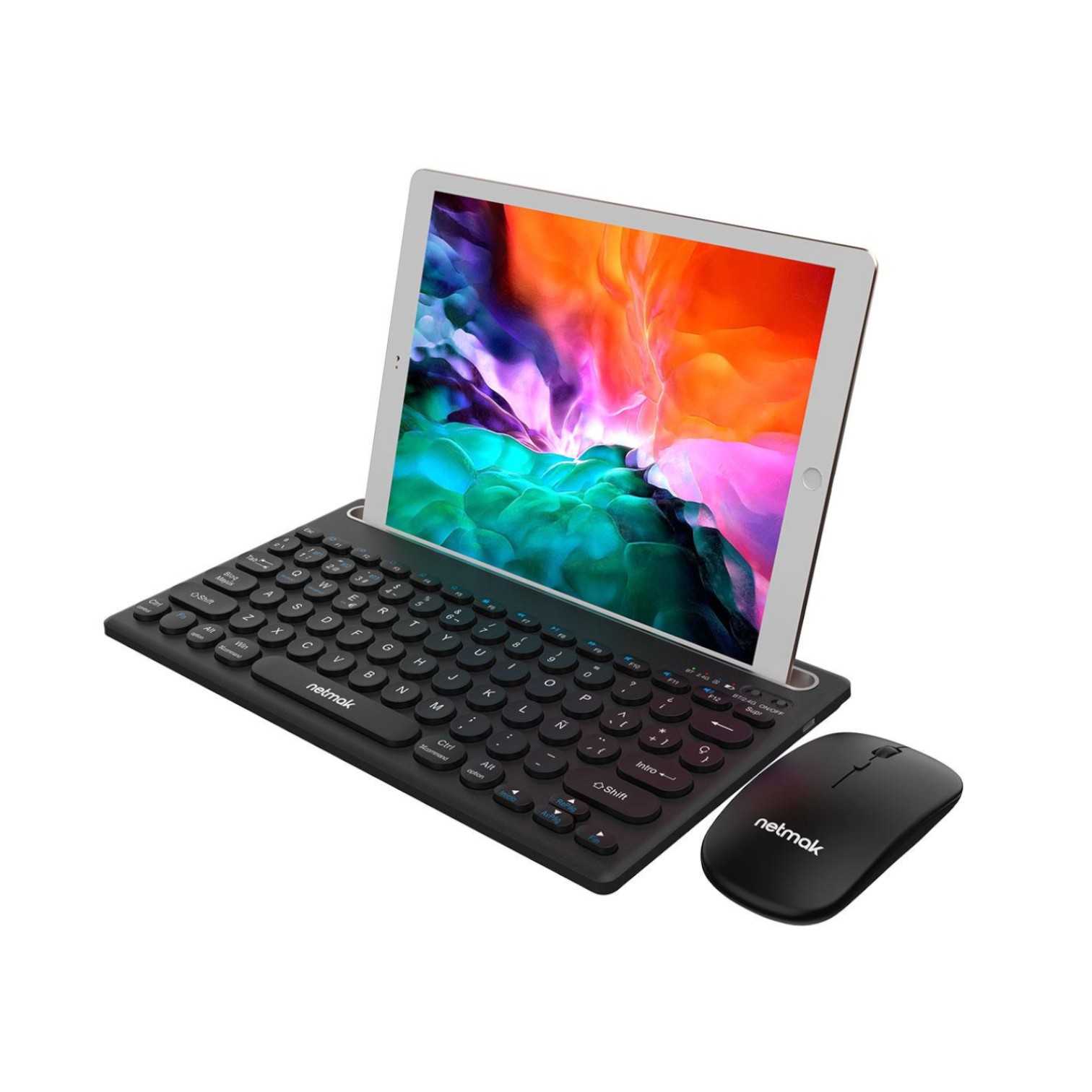 TECLADO Y MOUSE NETMAK INALAMBRICO + BT KB654 RECARGABLE