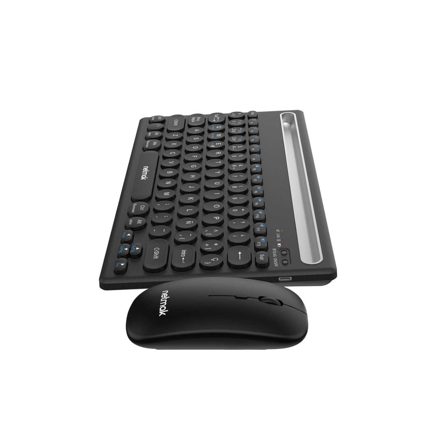 TECLADO Y MOUSE NETMAK INALAMBRICO + BT KB654 RECARGABLE