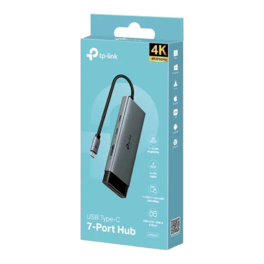 CONVERSOR DE USB C 3.1 A HDMI+RED +PD+HUB USB 3.0+LEC.TARJETA TP-LINK UH7020