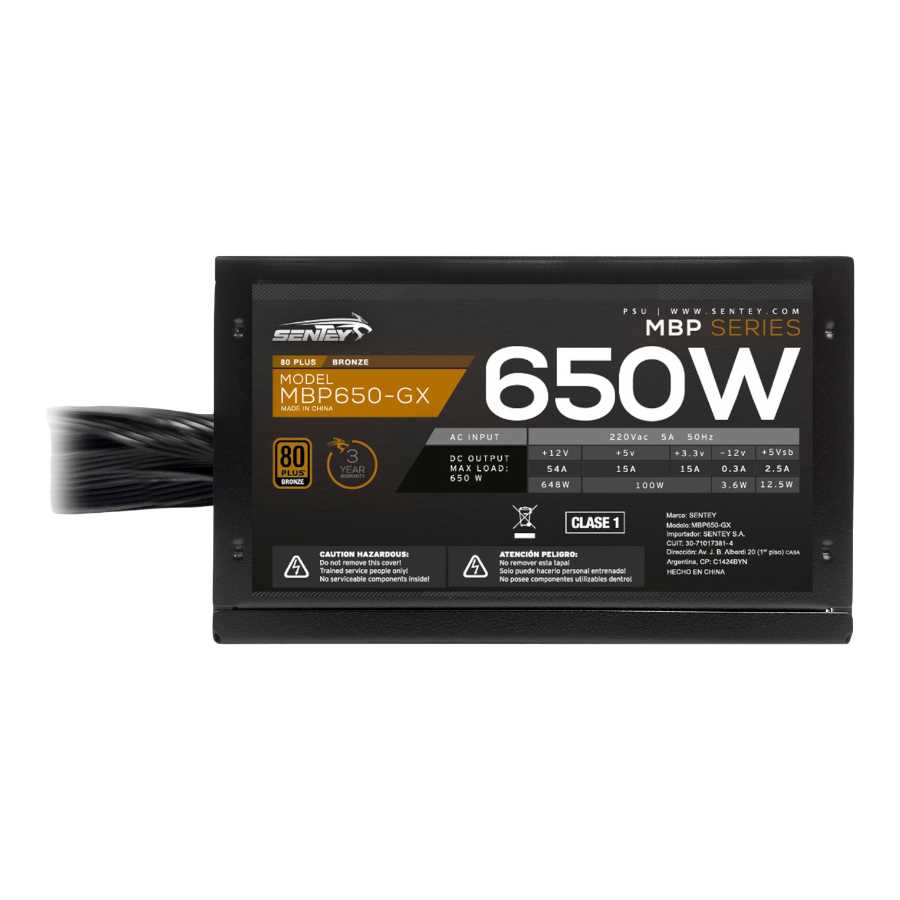 FUENTE PC 600W SENTEY 80+ BRONCE MBP650-GX