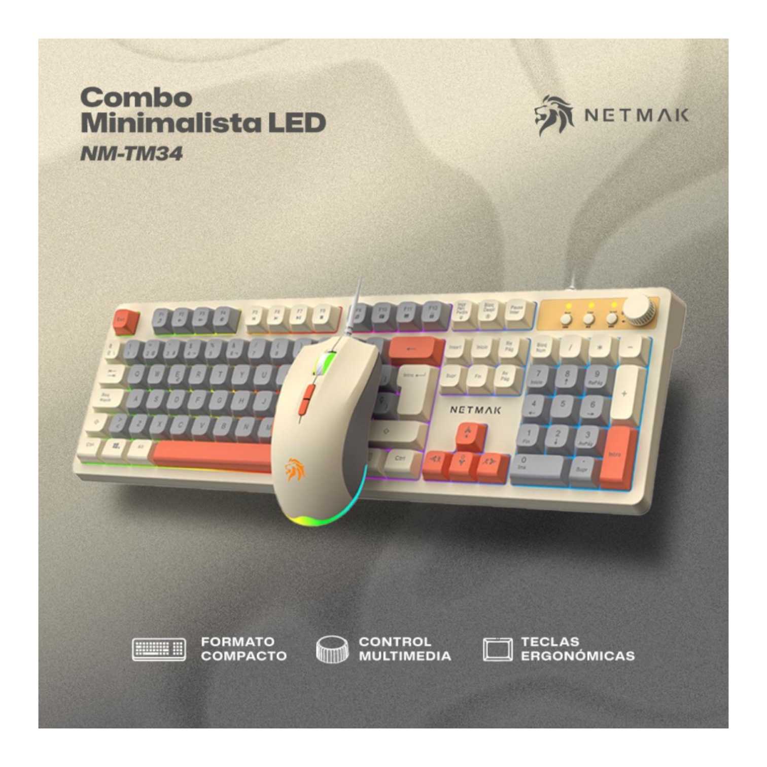 TECLADO Y MOUSE NETMAK USB NM-TM34