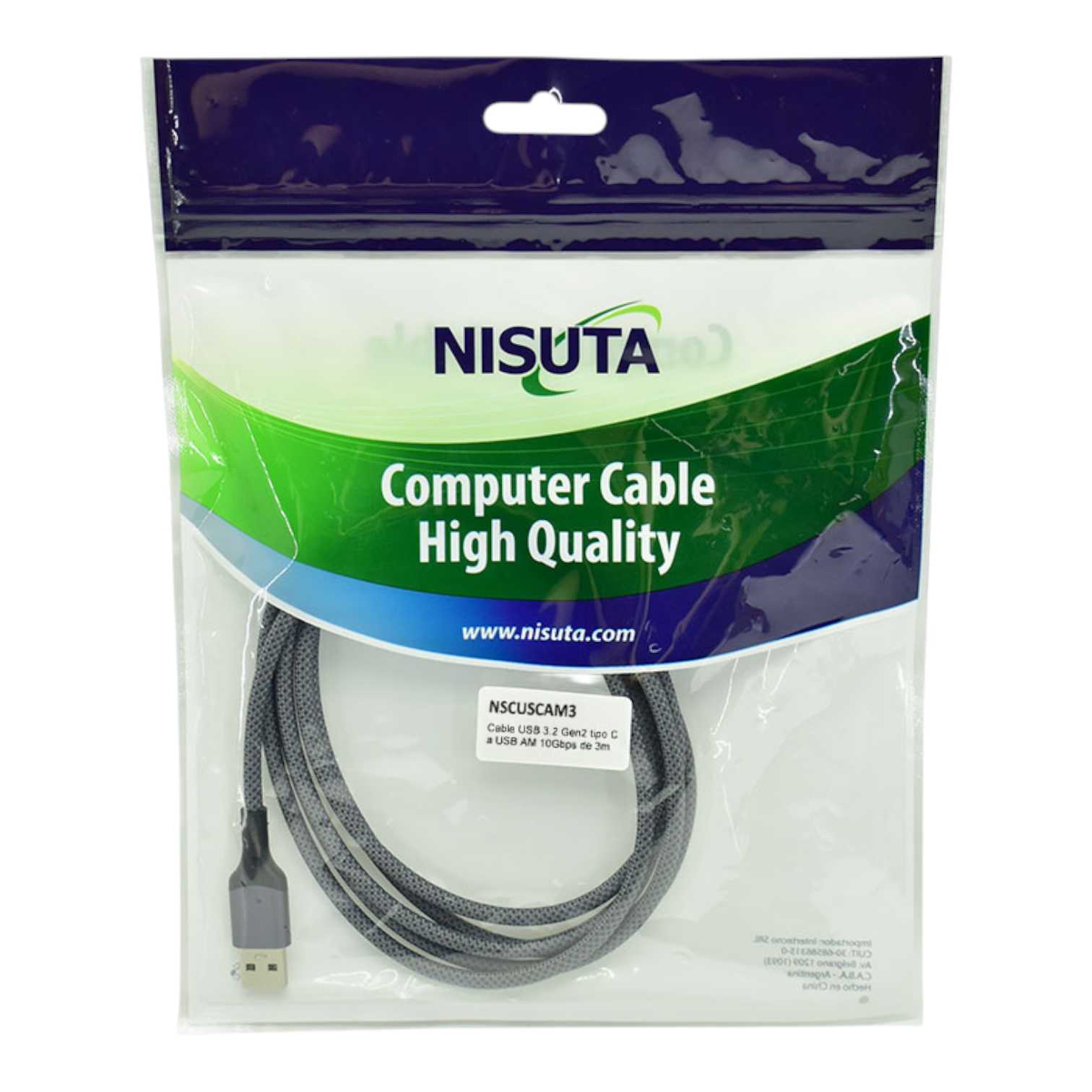 CABLE TIPO C A TIPO C NISUTA 3M NSCUSCAM3