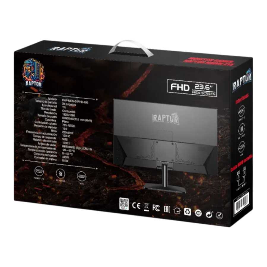 MONITOR 23.6  GAMER RAPTOR HAWK EYE SLIM FHD 100HZ 5MS