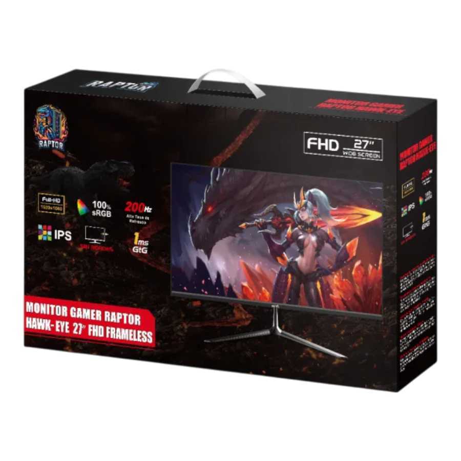 MONITOR 27  GAMER RAPTOR  HAWK EYE FRAMELESS IPS QHD 200HZ 1MS