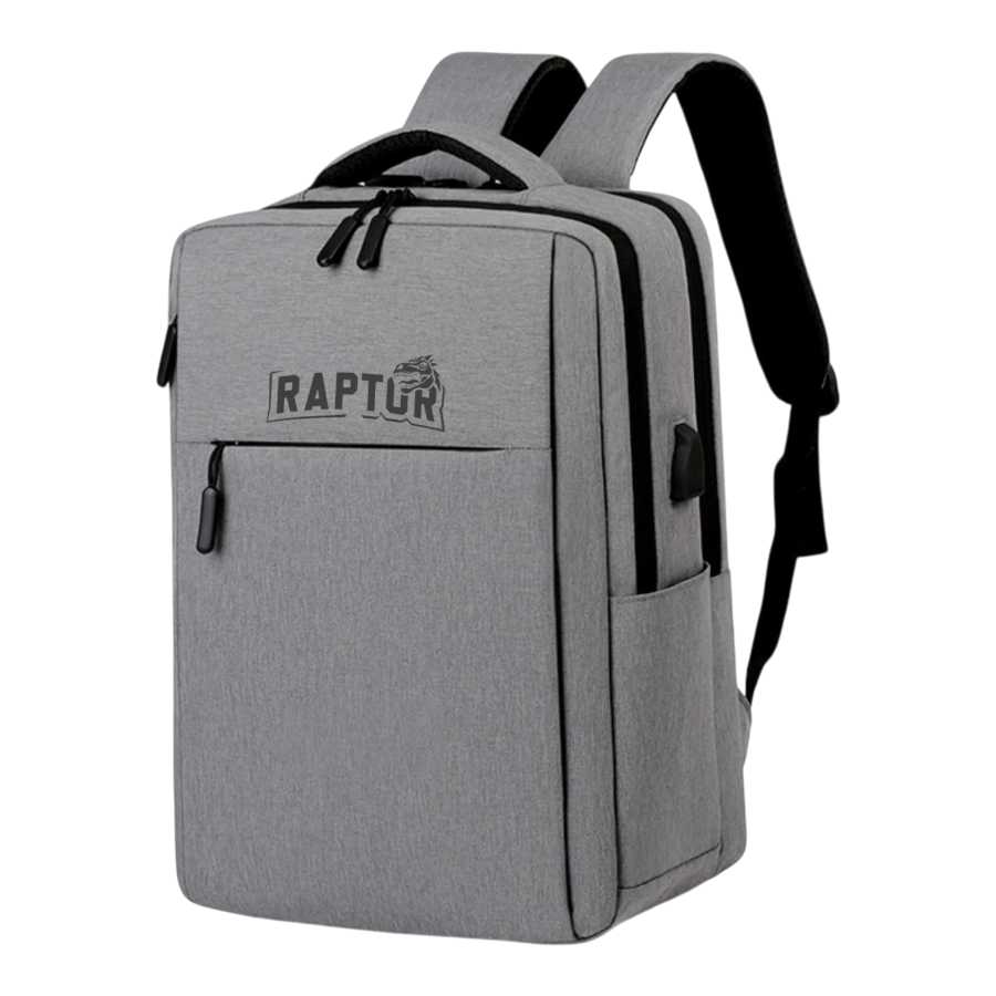 MOCHILA NOTEBOOK 15.6  RAPTOR C/USB P/CARGA C/BOLSILLOS GRIS
