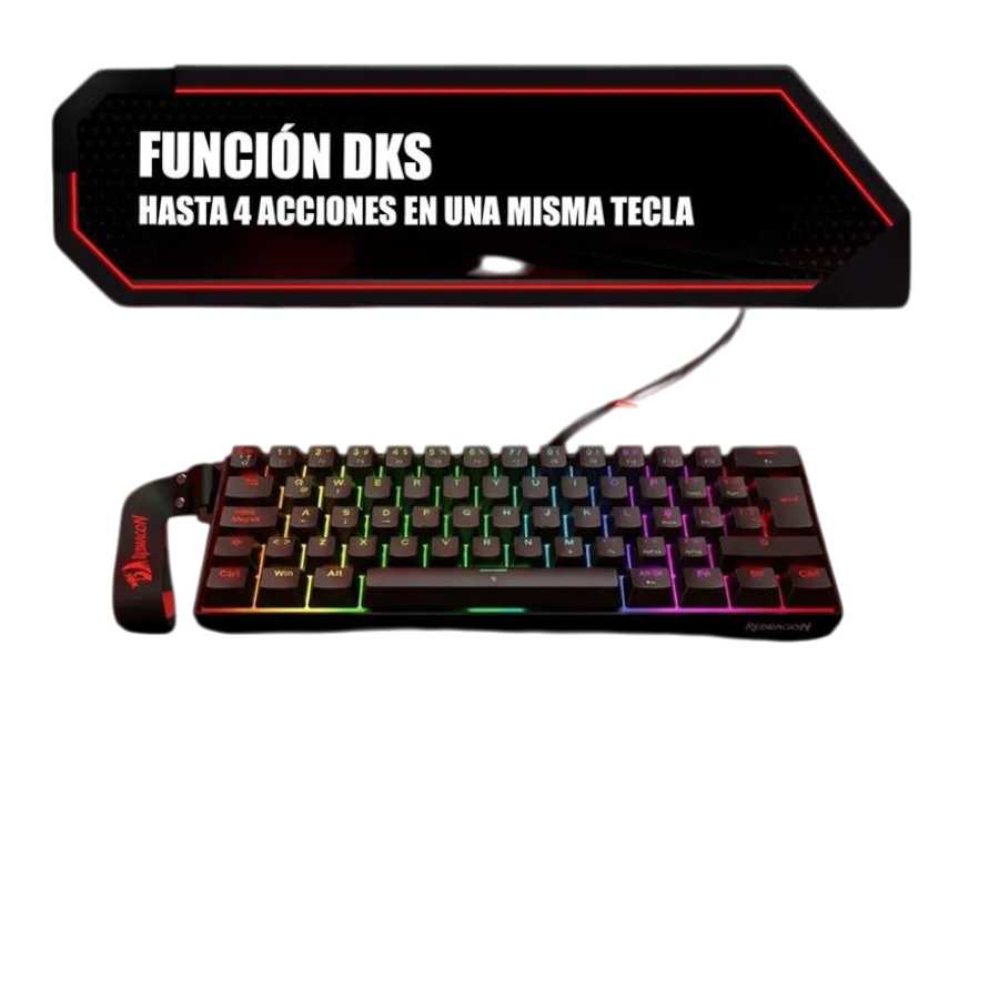 TECLADO REDRAGON K617MP-RGB 60% FIZZ BLACK MAGNETIC