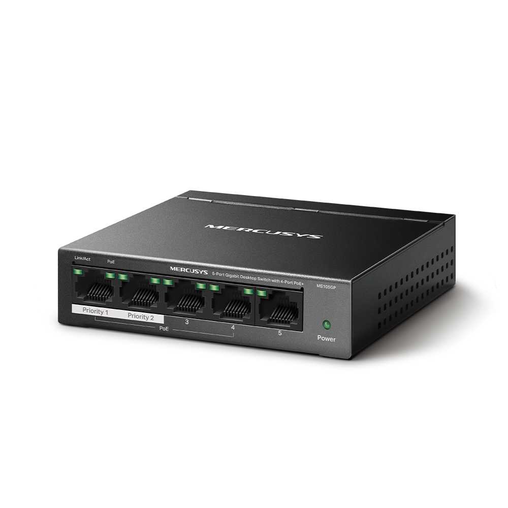 SWITCH MERCUSYS 5 PORT+ 4POE GIGABIT MS105GP