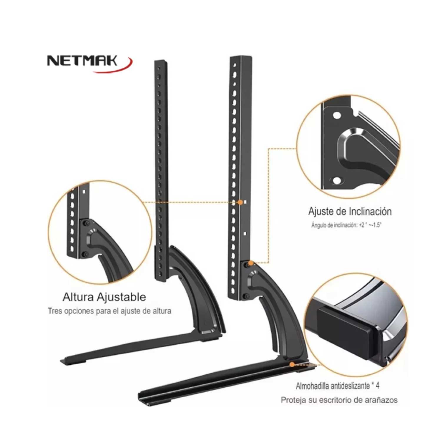 SOPORTE TV NETMAK MOVIL ST25 MONITOR MESA
