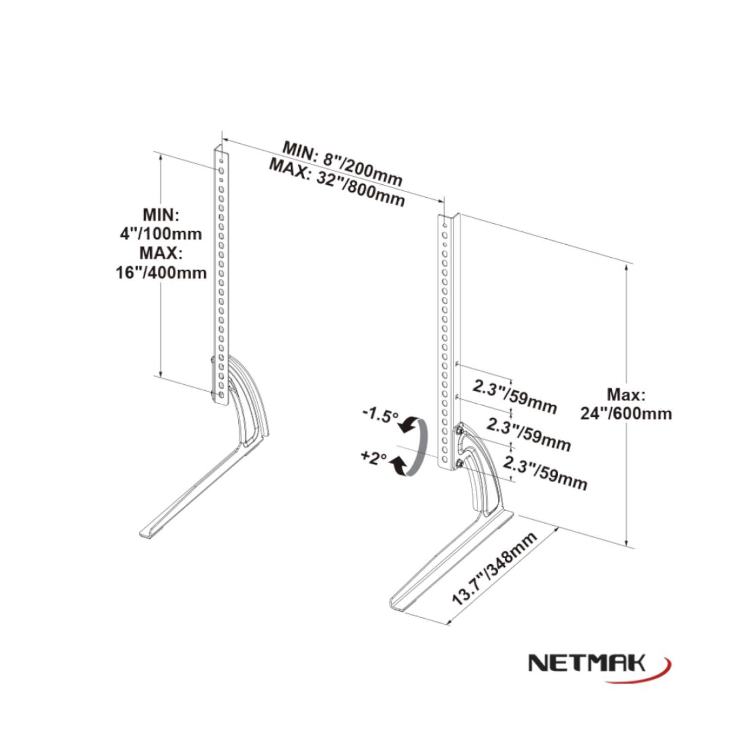 SOPORTE TV NETMAK MOVIL ST25 MONITOR MESA