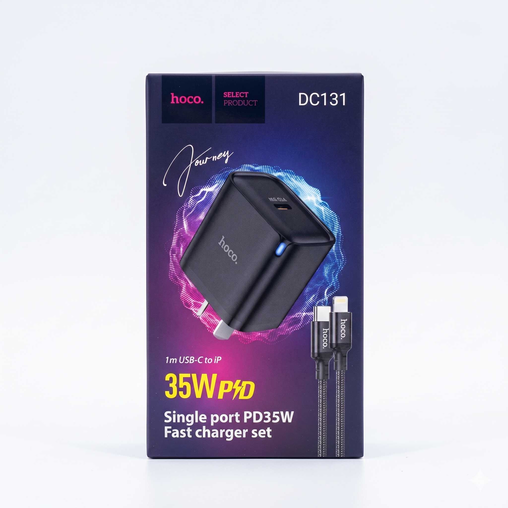 CARGADOR 220V HOCO TIPO C A IPHONE DC131 PD 35W CABLE