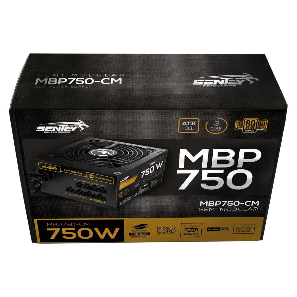 FUENTE PC 750W SENTEY 80+ BRONCE MBP750-CM