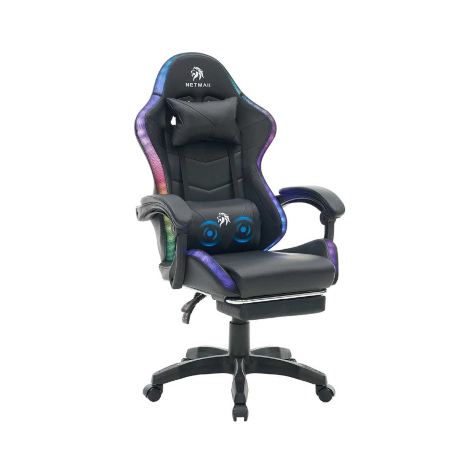 SILLA GAMER NETMAK NM-SG907 POSAPIES Y MASAJEADOR RGB