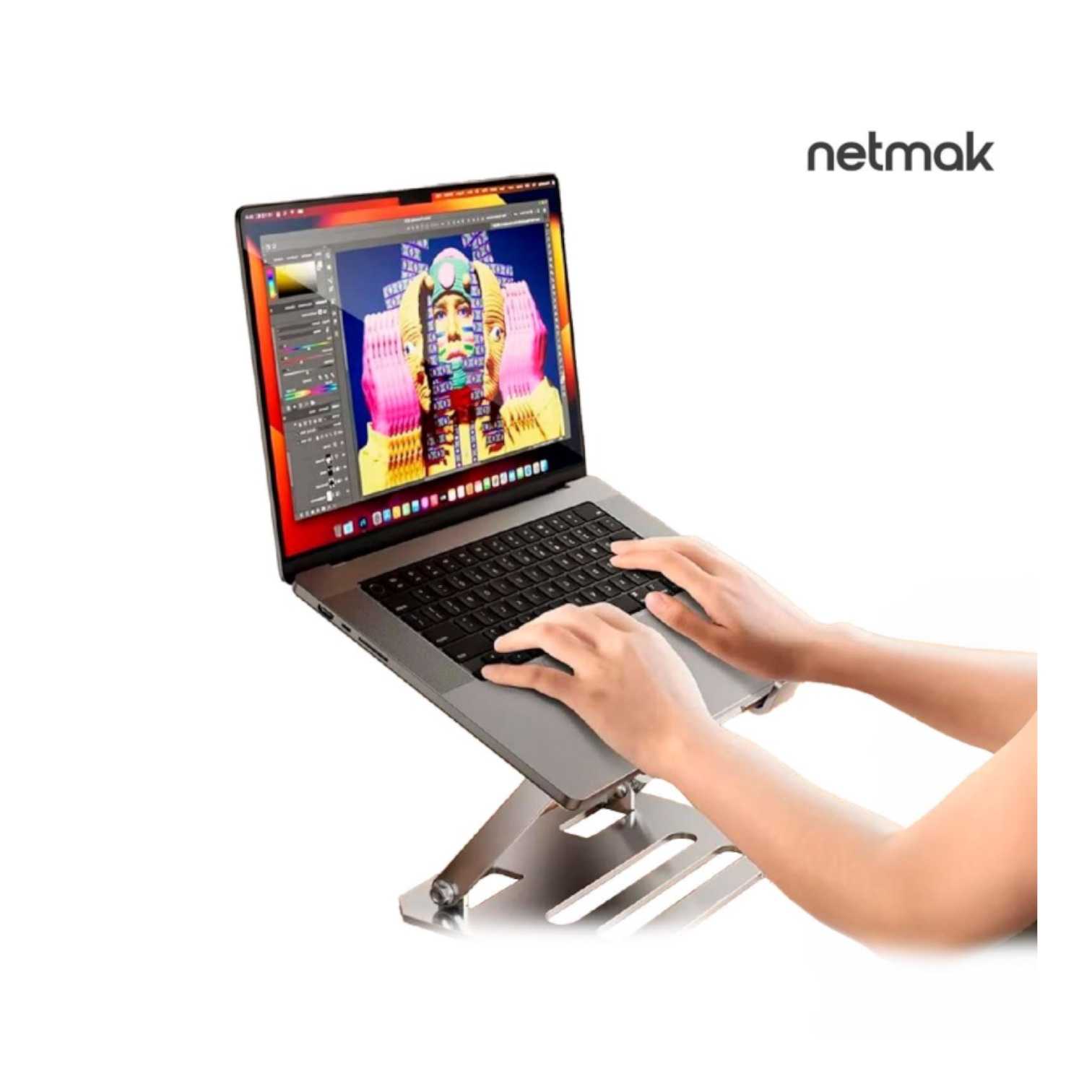 SOPORTE NOTEBOOK MESA ALUMINIO NETMAK NM-HC78
