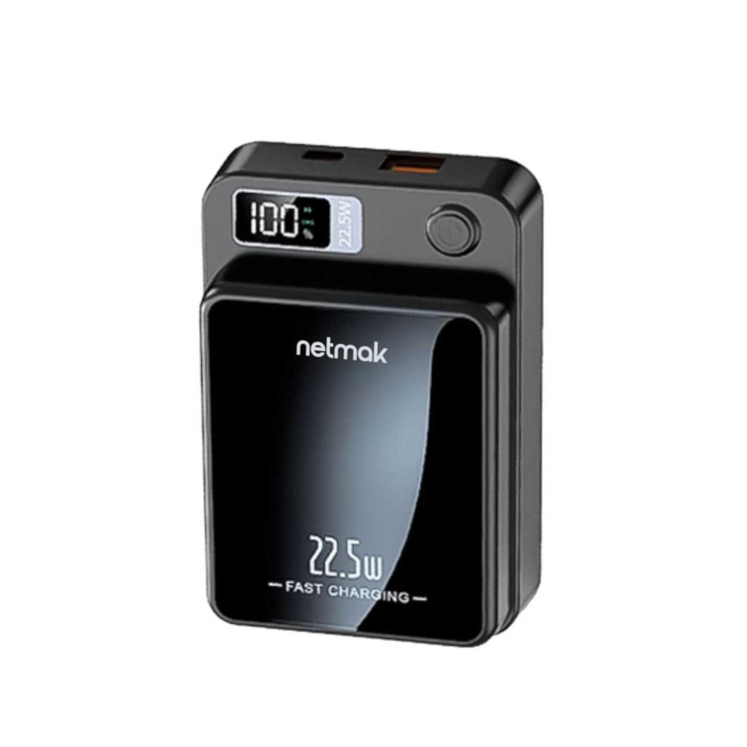 POWER BANK NETMAK 10000 MHA NM-PB14 TIPO C + USB 22.5W INALAMBRICO