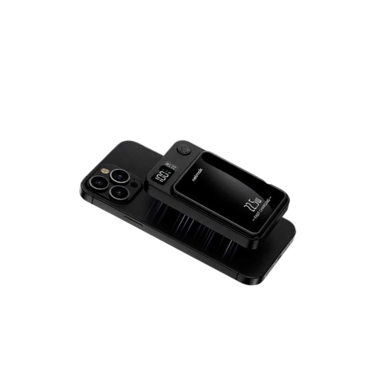 POWER BANK NETMAK 10000 MHA NM-PB14 TIPO C + USB 22.5W INALAMBRICO