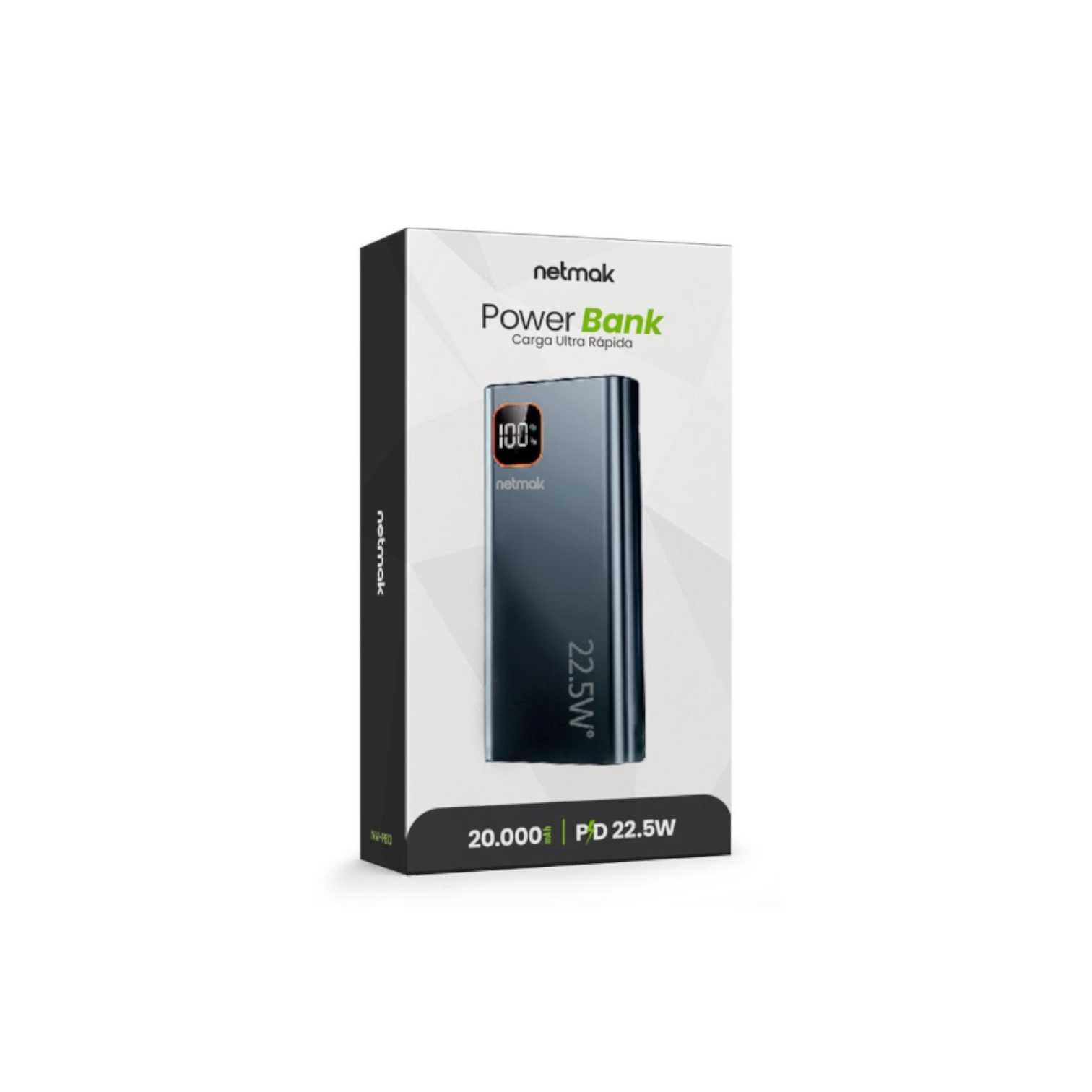 POWER BANK NETMAK 20000 MHA NM-PB13 TIPO C + 2XUSB 22.5W