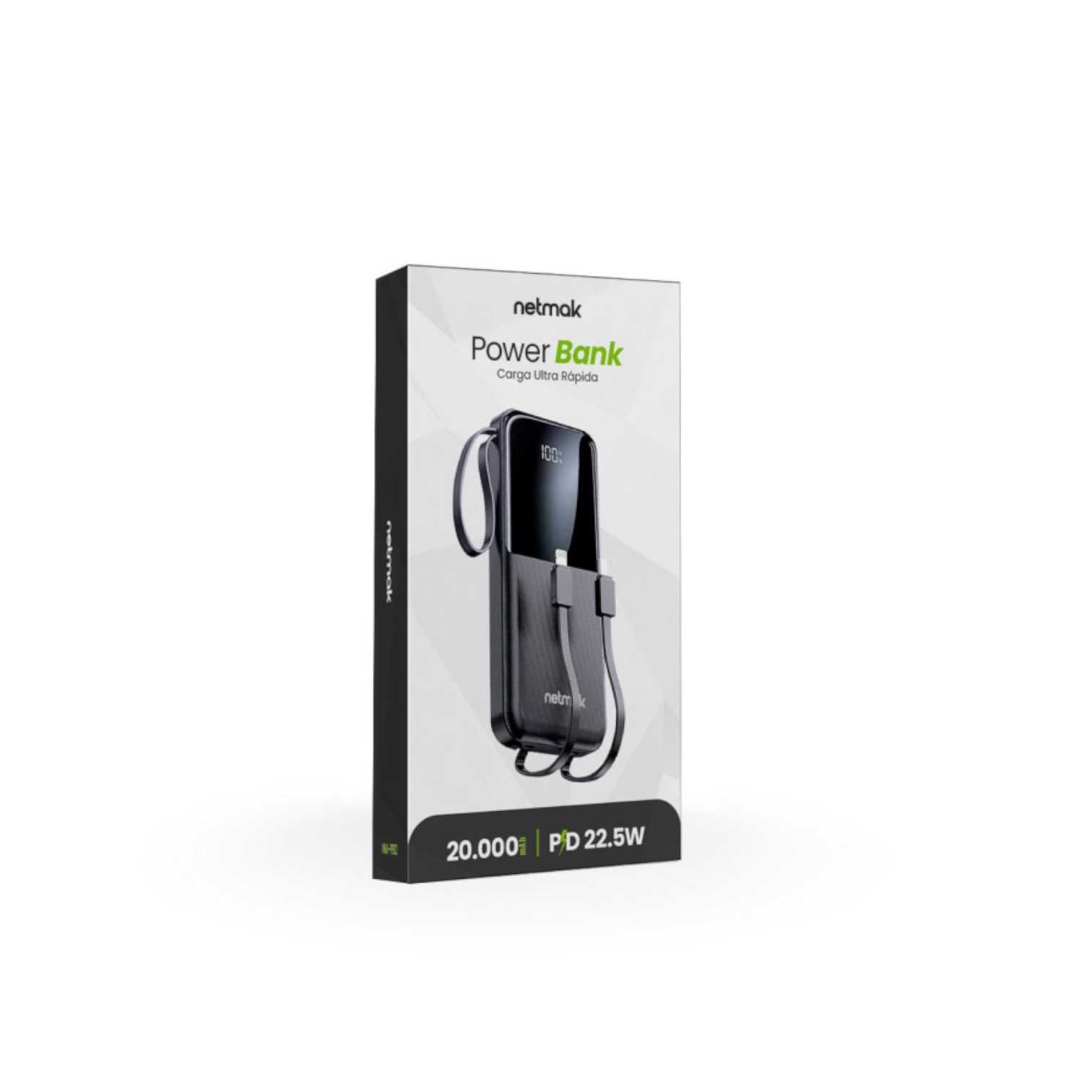 POWER BANK NETMAK 20000 MHA NM-PB12 TIPO C + 2XUSB + IPHONE 22.5W