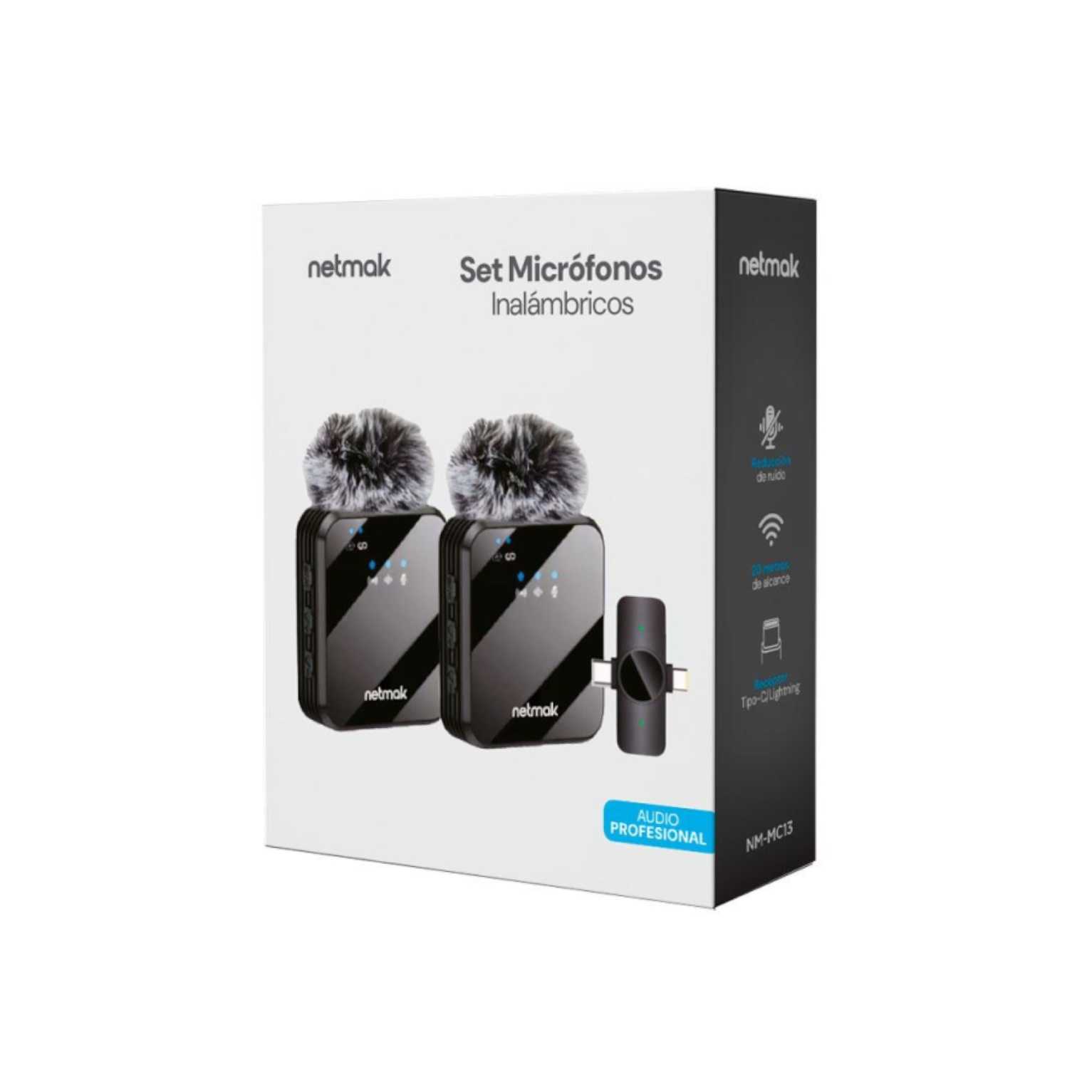 MICROFONO CORBATERO INALAMBRICO TIPO C NETMAK NM-MC14 DOBLE PROFESIONAL