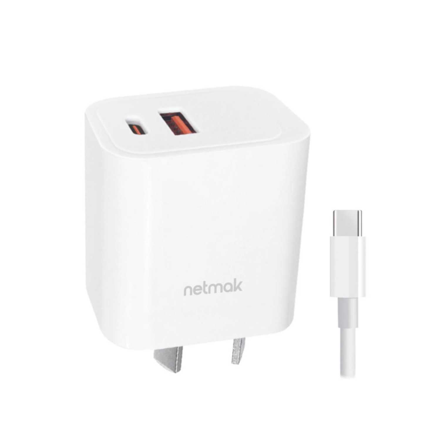 CARGADOR 220V TIPO C NETMAK 20W QC3 C/CABLE NM-CP28