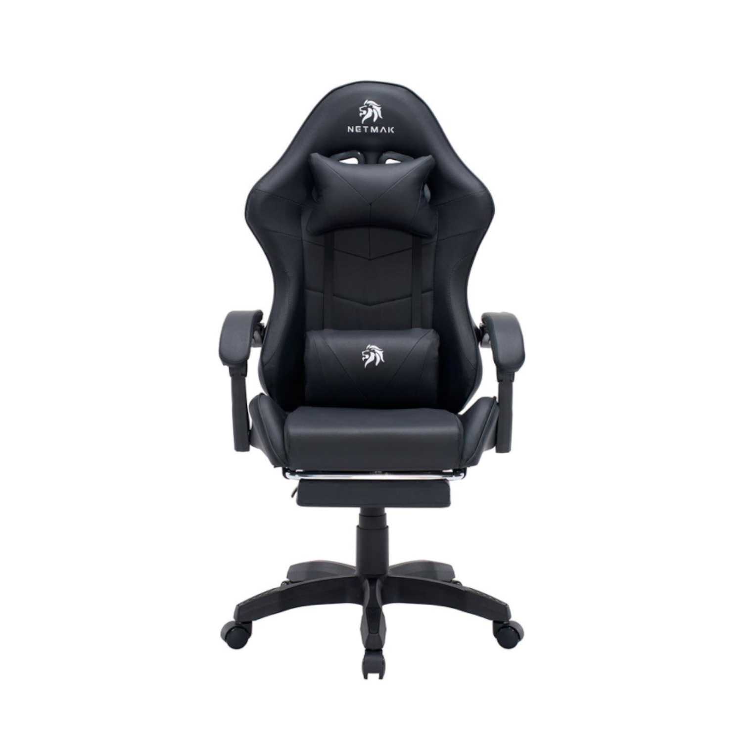 SILLA GAMER NETMAK NM-SG907 POSAPIES Y MASAJEADOR NEGRO/NEGRO