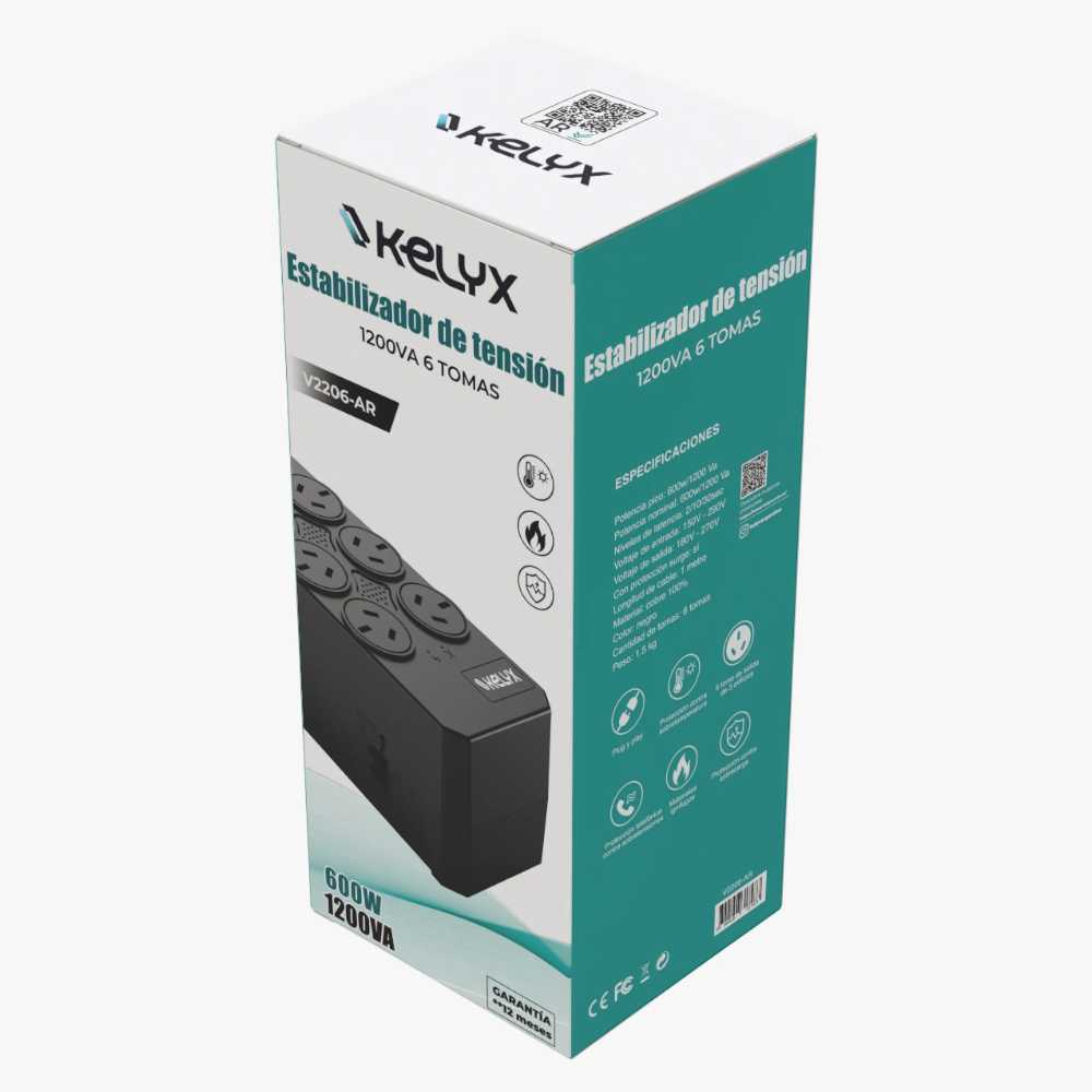 ESTABILIZADOR KELYX 1200V/600W 6 TOMAS K2206-AR