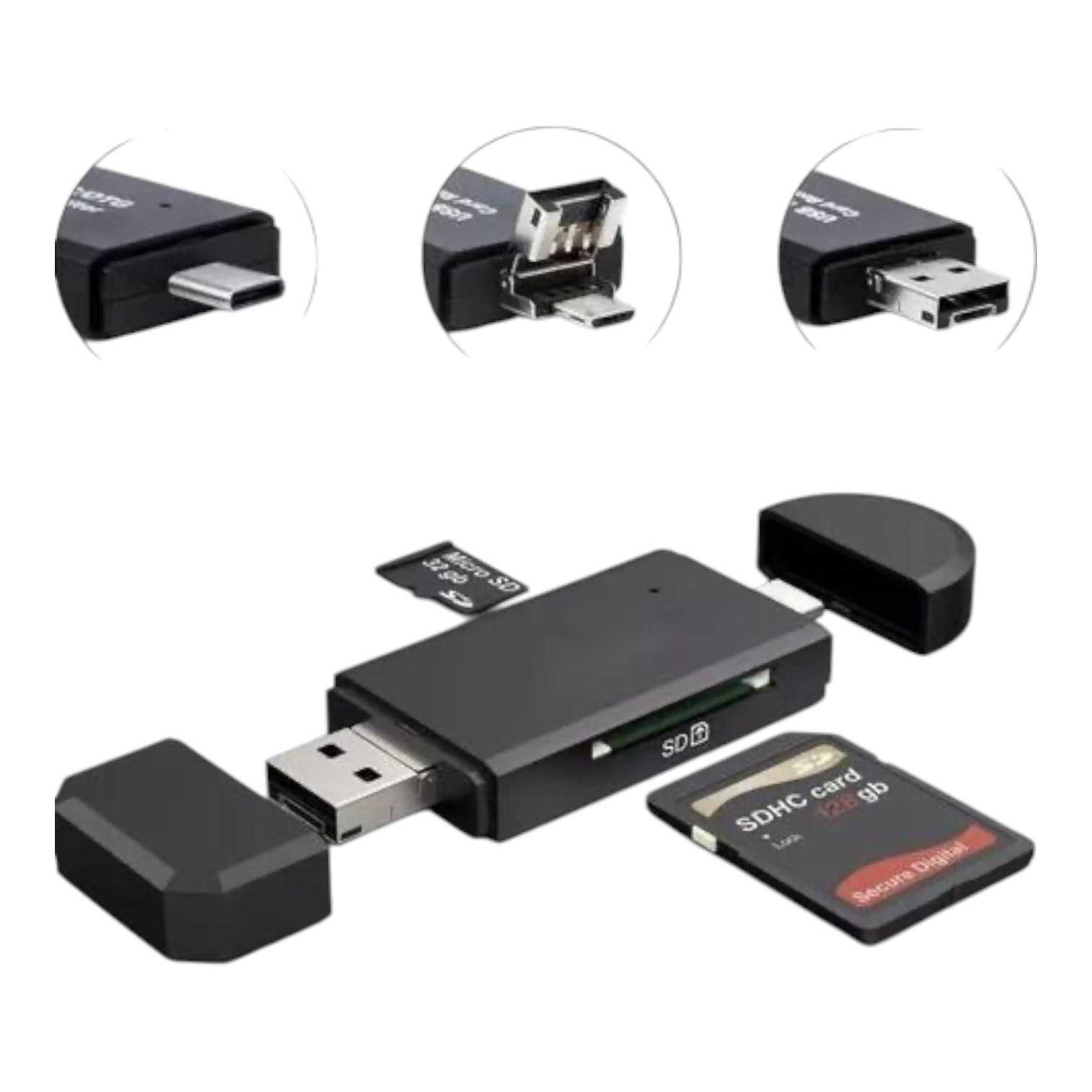 LECTOR DE MEMORIAS FULL TIPO C MICRO-SD 3 EN 1 1011