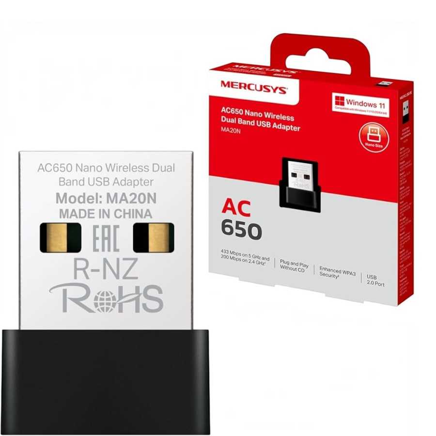 PLACA DE RED WIFI DUAL BAND MERCUSYS MA20N AC650