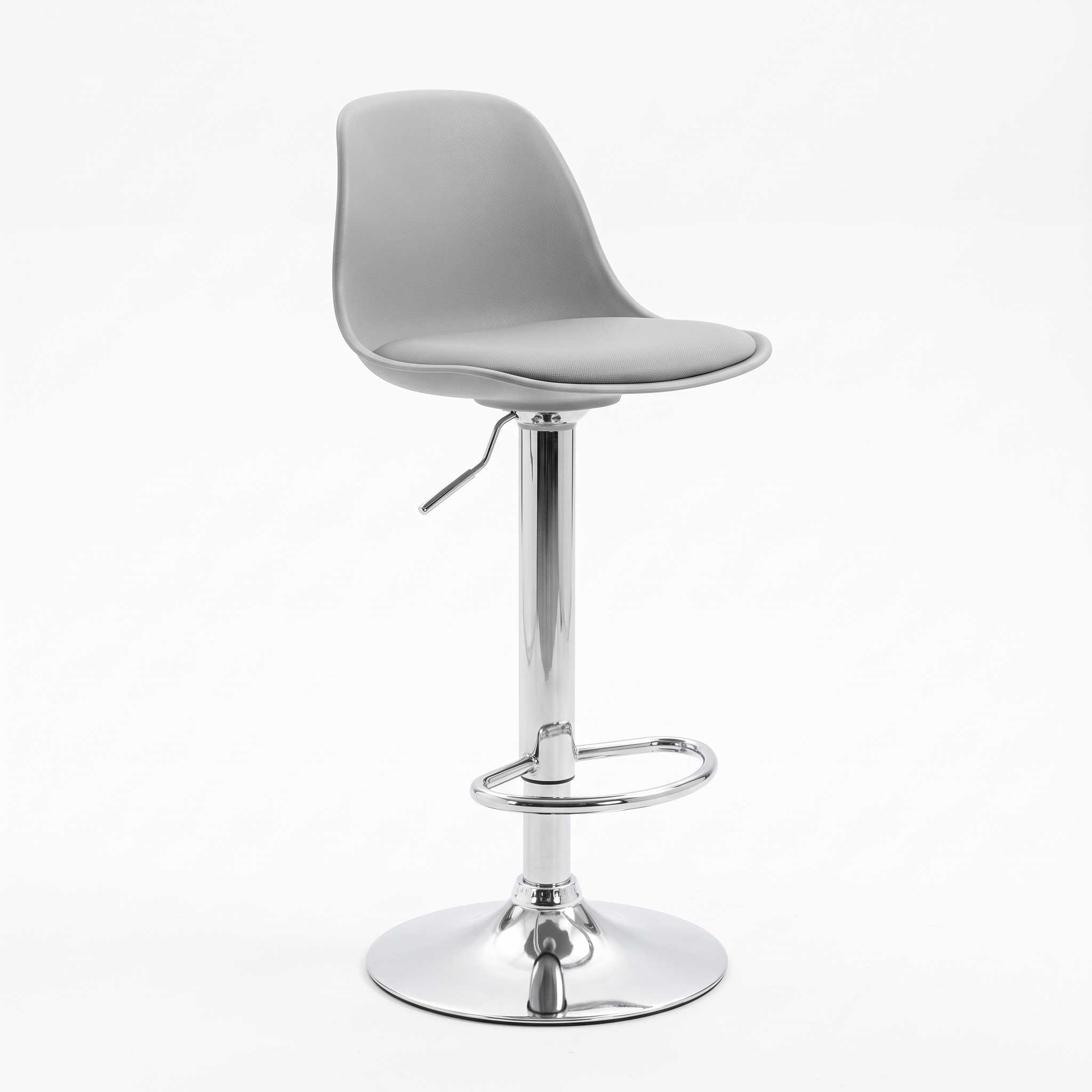 TABURETE CUERO CIRCLE LINE CL-BT001 BLANCO/CROMO --