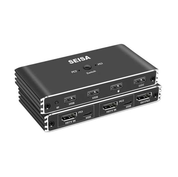 SWITCH KVM 2 PUERTOS HDMI 4K + USB TIPO C SEISA SM-KVM0201