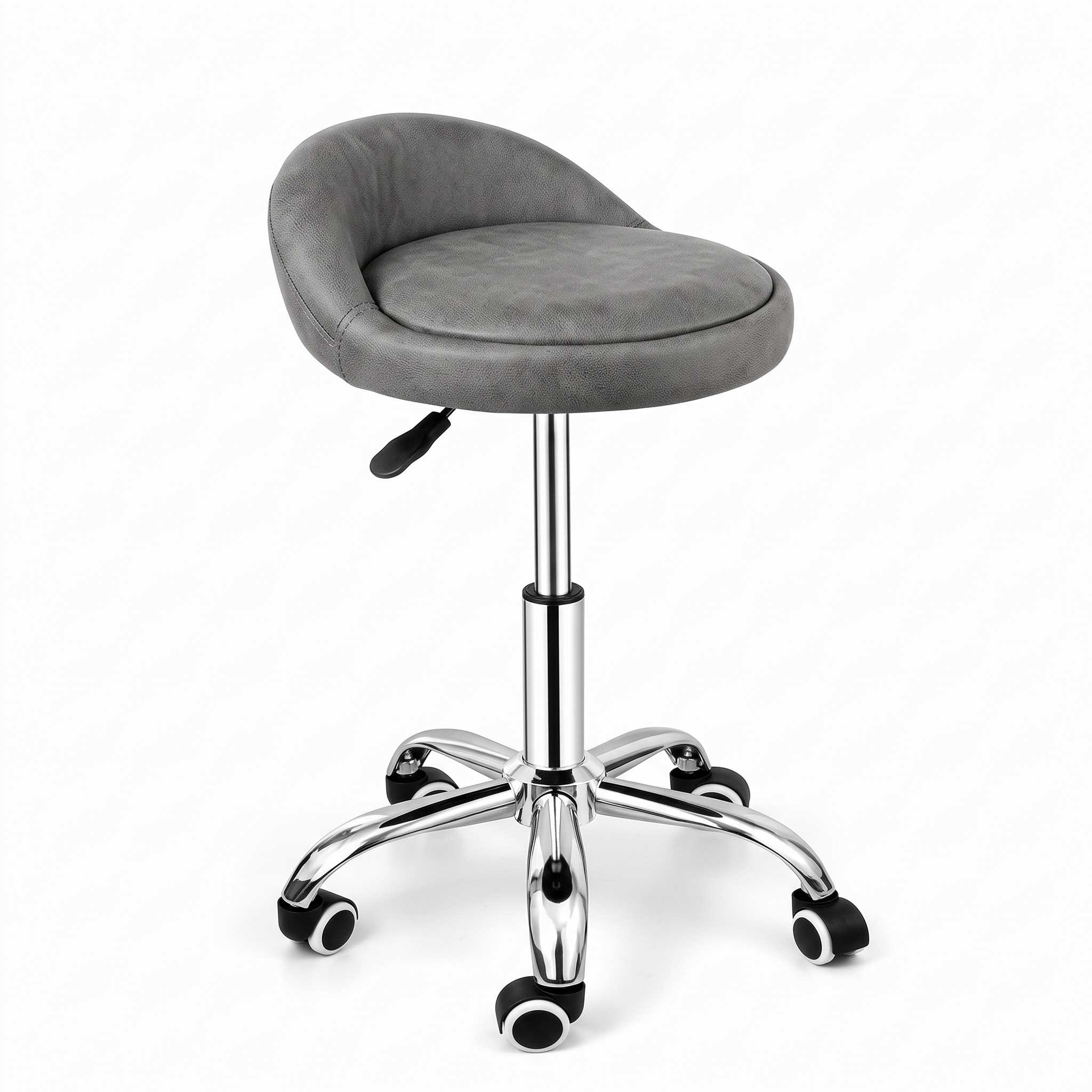 TABURETE CUERO CIRCLE LINE CL-BS001 GRIS/CROMO --
